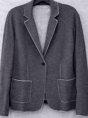 Majestic Filatures Gray Cashmere Cotton Raw Edge Blazer